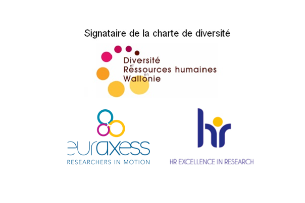 Logos Euraxess - Excellence in Research - Charte de la diversité du SPW