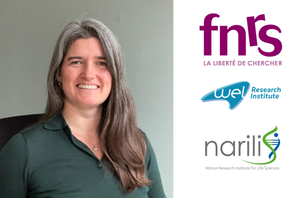 Photo d'Alison Forrester avec ses affiliations FNRS, Wel research institute, et NARILIS (UNamur)