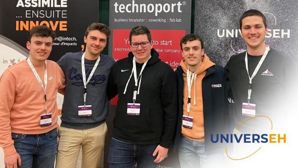 Photo de groupe des étudiants UNamur au SpaceHack à Belval (GD du Luxembourg)