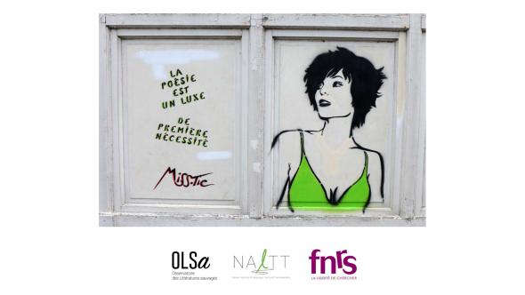 Affiche du séminaire de l'Observatoire des Littératures sauvages (OLSa) "La poésie est un luxe de première nécessité" avec logos OLSa, institut NaLTT et FNRS