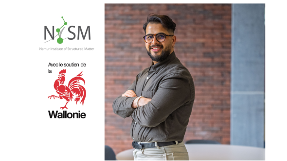 Photo du Dr. Laroussi Chaabane avec les logos de l'Institut NISM et de la Région wallonne