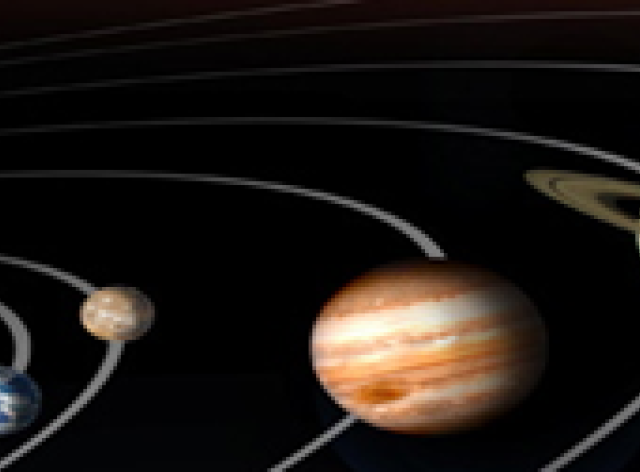 Vue sur le système solaire et les orbites des planètes