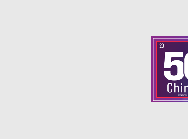 50 ans de chimie (2024) représenté comme un élément chimique