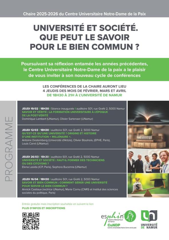 Affiche du programme de la Chaire universitaire Notre-Dame de la Paix 2025-2026
