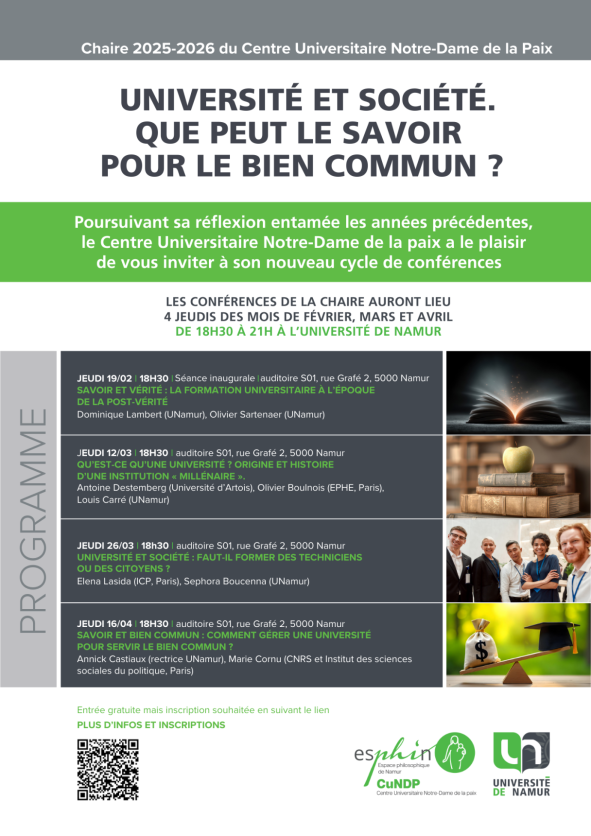 Affiche de la Chaire Universitaire Notre-Dame de la Paix