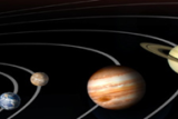 Vue sur le système solaire et les orbites des planètes