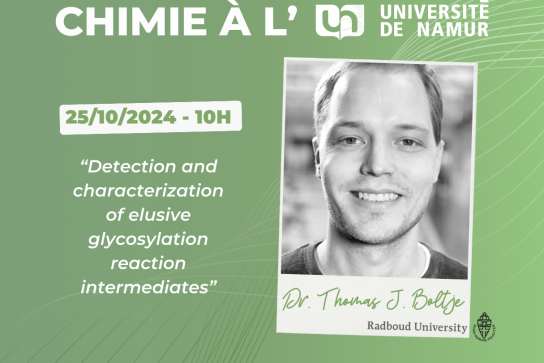 Affiche de la conférence de chimie de Thomas Boltje