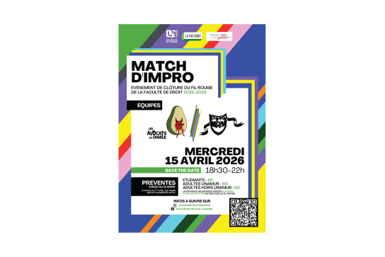 Fil rouge de la Fac de droit : match d'impro Avocats du Diable vs ImproNam -affiche 25-26