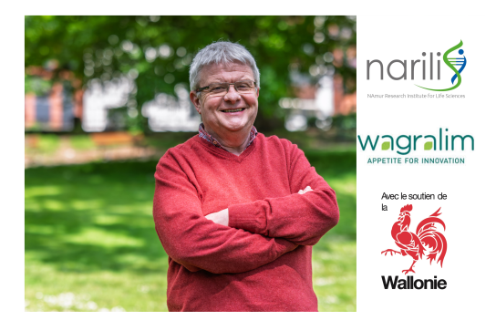 Photo de Thierry Arnould avec les logos de l'institut Narilis, le pôle Wagralim et le soutien de la Wallonie