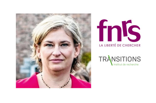 Photo de Nathalie Burnay avec les logos FNRS et Institut TRANSITIONS